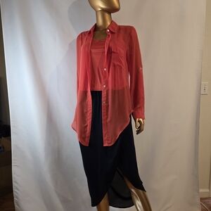Daniel Rainn Red Sheer Blouse